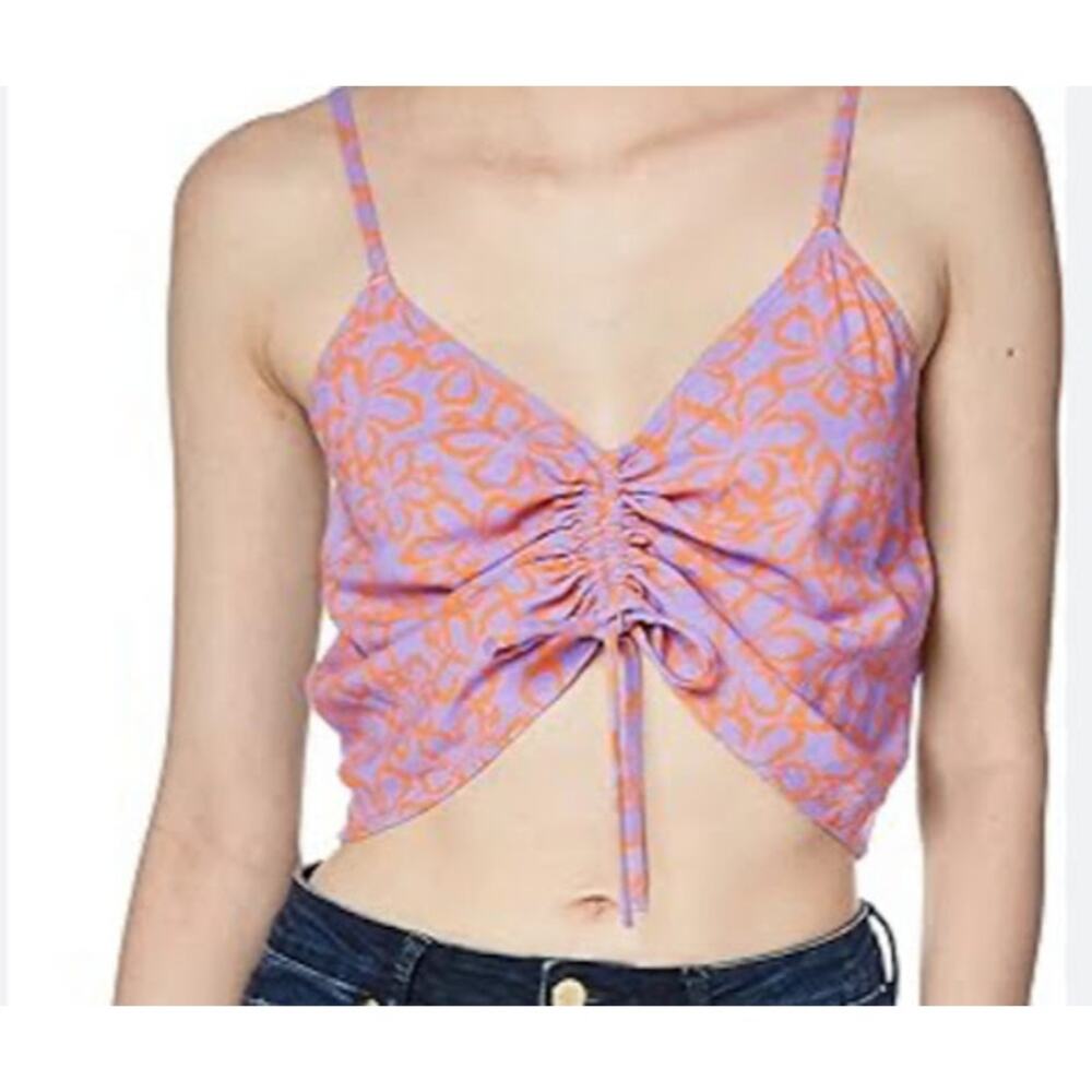 Roxy‎ Vibrant Floral Ruched Crop Camisole Top - Size Medium